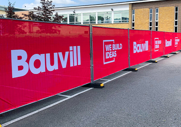 Airmesh printed Heras fence covers for Bauvill