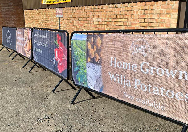 Solo crowd barrier covers for a farm shop
