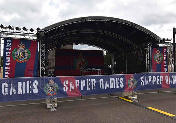 Image of PVC banners on display at a Sapper Games event