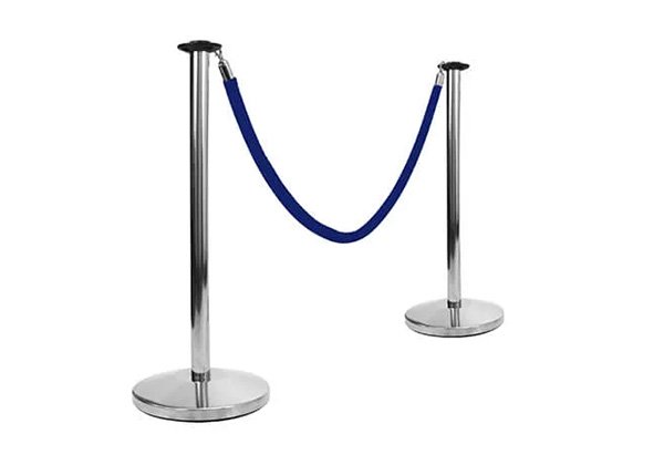 Blue rope barriers with premium steel bases