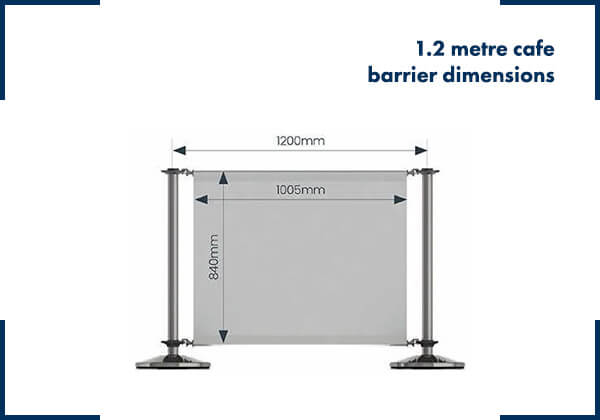 Image showing 1.2 metre wide premium black cafe barrier dimensions