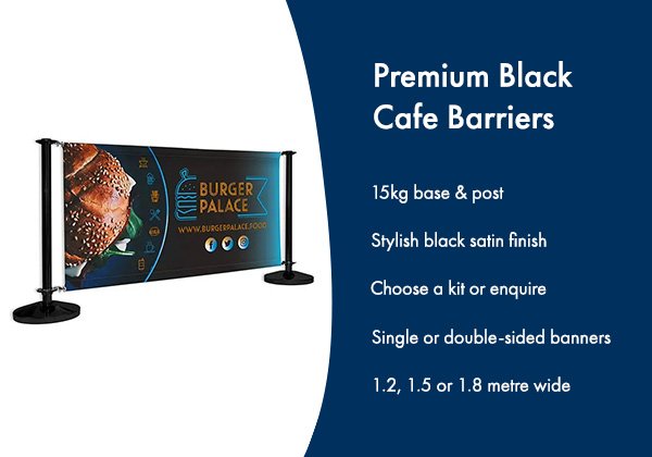 Image highlighting the benefits of premium black cafe barriers