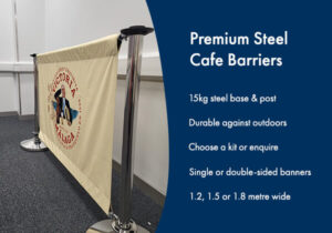 Image highlighting the benefits of premium steel cafe barriers