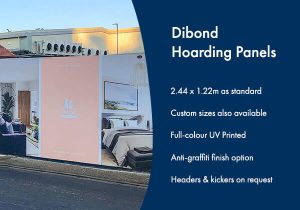 Dibond Hoarding signage printed and on display for Vidi Construction
