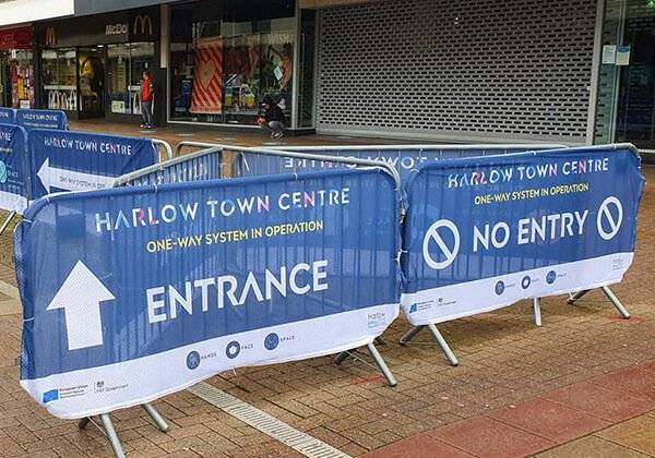 premium crowd barrier covers harlow town centre