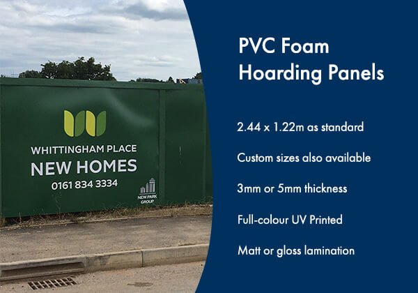 Printed PVC Foam Hoardings produced for Whittingham Place New Homes