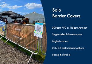 PVC solo barrier covers on display for the Thatchers Pavilion at Brean Leisure Park