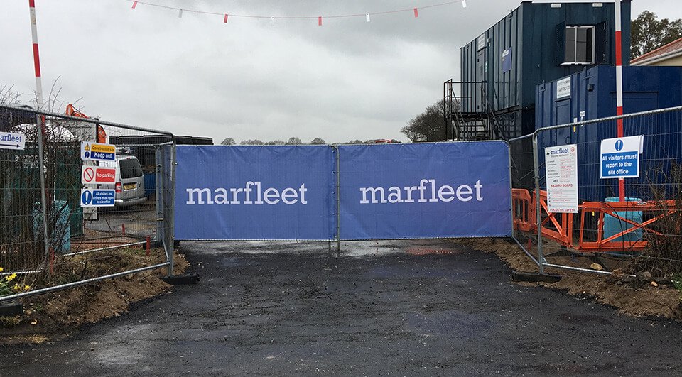 Image of Marfleet using Heras gate covers for construction site branding at one of their projects