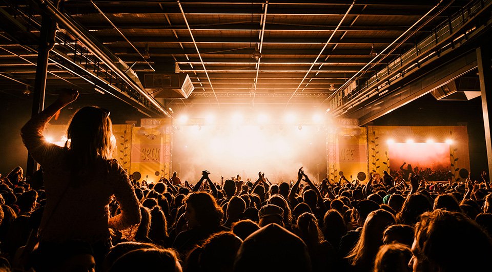 Image of crowd at an indoor festival venue