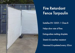 Image highlighting the benefits of fire retardant fence tarpaulin