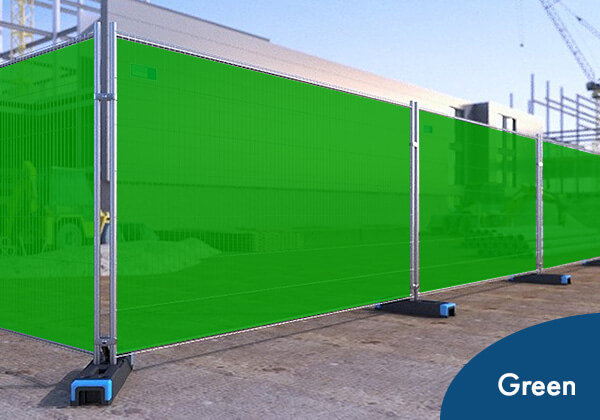Image of plain Heras fence covers in green