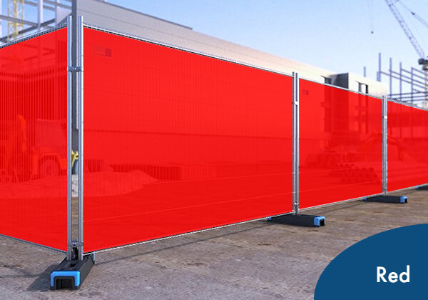 Image of plain Heras fence covers in red