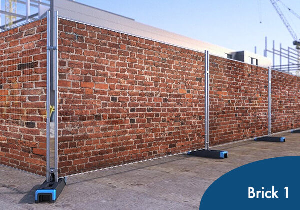 Pre-designed Heras fence covers with red Brick design