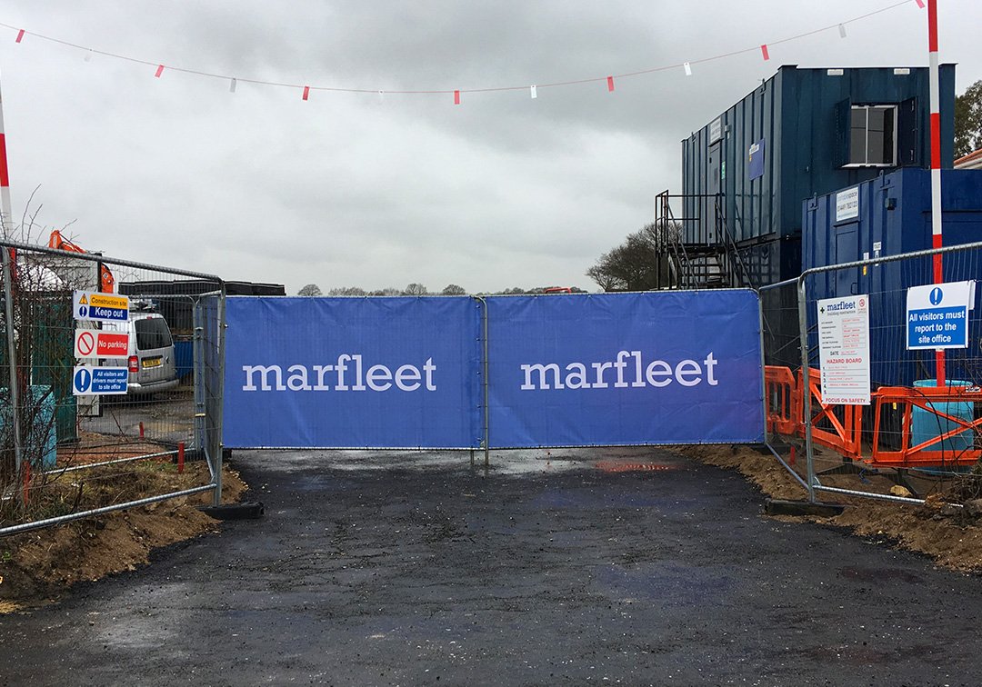 Image of Marfleet construction banners for Heras fencing
