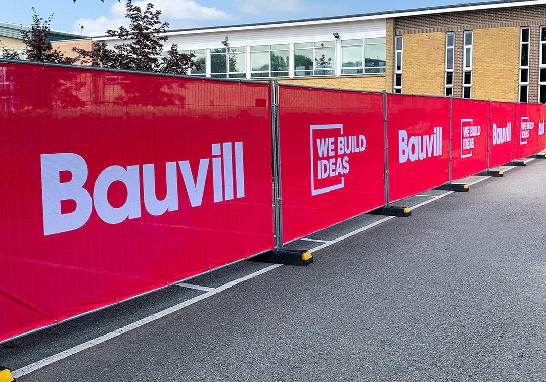 Image of Heras fence covers for construction brand Bauvill