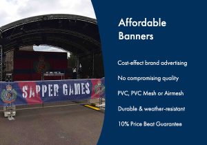 Image of affordable banners and a list of key benefits