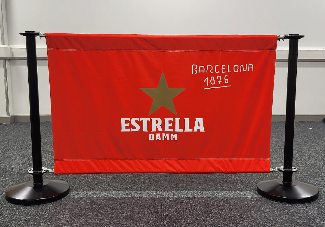 Image of black cafe barriers for Estrella Damm