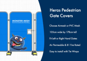 Image of Heras Pedestrian Gate Covers with list of key benefits