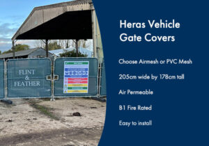 Image of Heras Vehicle Gate Covers with a list of key benefits