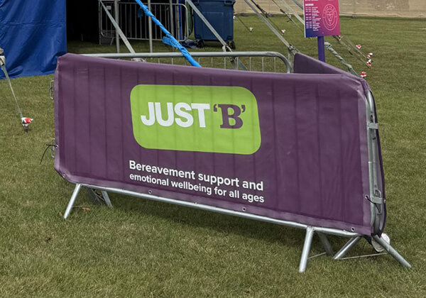 Standard barrier covers with Just 'B' branding
