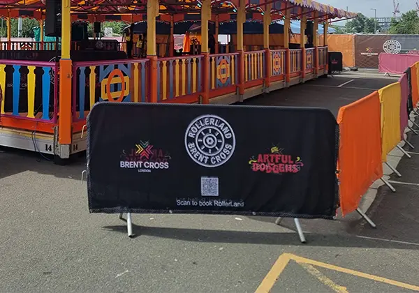 Crowd Barrier Covers with Artful Dodgers branding