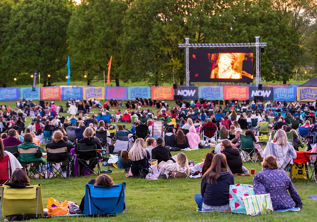 Heras fence covers installed at an outdoor cinema event
